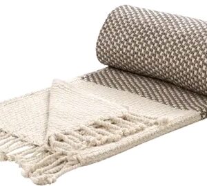 Super Soft Striped Cotton Throw | Taupe Colour | More Colour Variants Launched | Click on the VIEW SHOP to checkout below | Breathable & Soft Throw Blanket for Sofa, Bed & Couch | 60 x 80 inches | 1PC