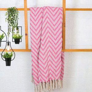 Stitch weave 100% Cotton Pink Throw Blanket for Couch | Soft | Plush | Warm and Cozy Throw Blanket, Single Layer, Perfect for Bed Couch and Sofa Chair (Pink, 50 x 60 Inches)