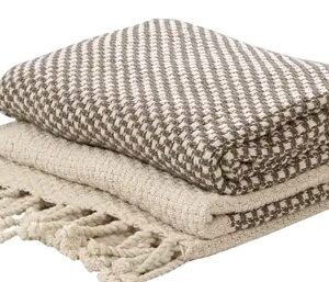 Super Soft Striped Cotton Throw | Taupe Colour | More Colour Variants Launched | Click on the VIEW SHOP to checkout below | Breathable & Soft Throw Blanket for Sofa, Bed & Couch | 60 x 80 inches | 1PC