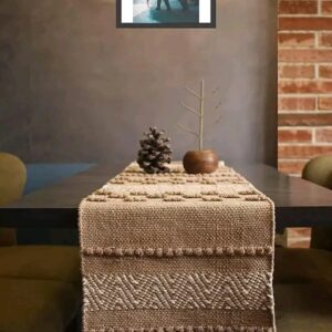 North Field Handloom Table Runner 100% Cotton 14 x 54 Inch for 4-6 Seater Dining Tables - Enhance Your Dining Rooms, Kitchens, Bedrooms, and Living Spaces - Ideal Carpet Runner for Center Tables, Kids Rooms,Weight-0.5 Kg,Dark Brown