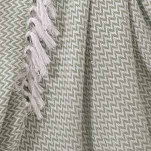 Green Chevron Delight Cotton Throw