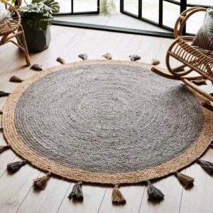Ravishing Rugs (3 Ft) Jute and cotton beautiful carpet and flooring and guest room mats galicha for kitchen and home balcony and garden kalin