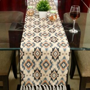 Slazie Self Design Printed Cotton Table Runner for 4 6 Seater Dining Table |Center Table | Patio Table |Coffee Table|Outdoor Sitting|Eating Area(14*72 INCHES)