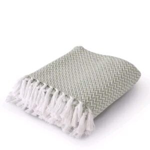 Green Chevron Delight Cotton Throw