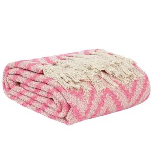 Stitch weave 100% Cotton Pink Throw Blanket for Couch | Soft | Plush | Warm and Cozy Throw Blanket, Single Layer, Perfect for Bed Couch and Sofa Chair (Pink, 50 x 60 Inches)