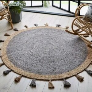 Ravishing Rugs (3 Ft) Jute and cotton beautiful carpet and flooring and guest room mats galicha for kitchen and home balcony and garden kalin