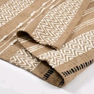 LAUGING BUDDHA Handwoven Reversible Cotton Carpet Mats | Floor Covering Carpet Runner | Runner Carpets for Bedroom Living Room Kitchen, (2 X 5 Beige)