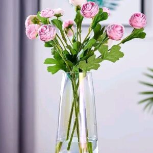 BS AMOR Clear Glass Vase for Decor Home Handmade Modern Large Flower Vases for Centerpieces Living Room Kitchen Office Wedding 8.7 Inch
