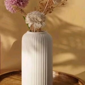 Vintage White Flower Vase , Ceramic Flower Vase 6 inch
