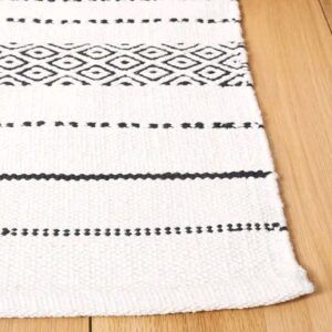 LAUGING BUDDHA Handwoven Reversible Cotton Carpet Mats | Floor Covering Carpet Runner | Runner Carpets for Bedroom Living Room Kitchen, (2 X 5 White)