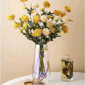 BS AMOR Clear Glass Vase for Decor Home Handmade Modern Large Flower Vases for Centerpieces Living Room Kitchen Office Wedding 8.7 Inch